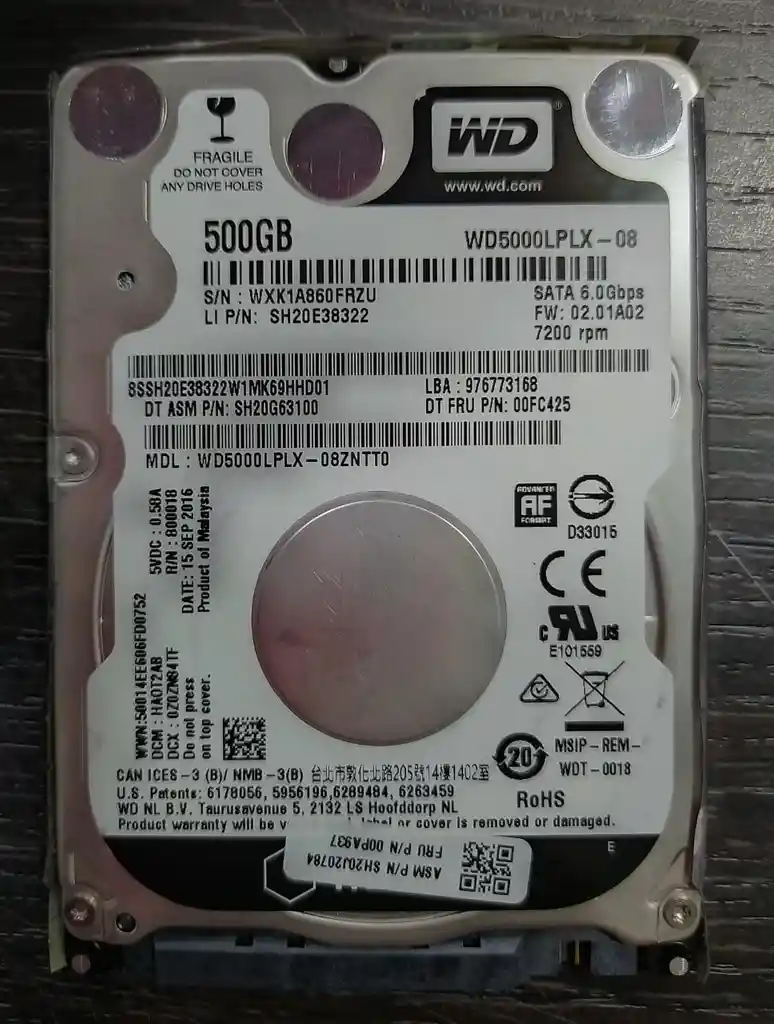 Disco Duro Mecanico De 500 Gb Usado Para Portatil Wester Digital
