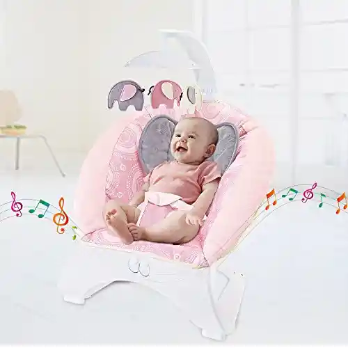 Silla Mecedora Vibradora Relajante Antirreflujo Bebe Infantil Rocker Deluxe Niño Unisex Elefante Beige