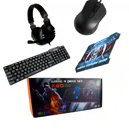 Combo Gamer Teclado + Mouse + Auriculares Rgb Ergonomico K80