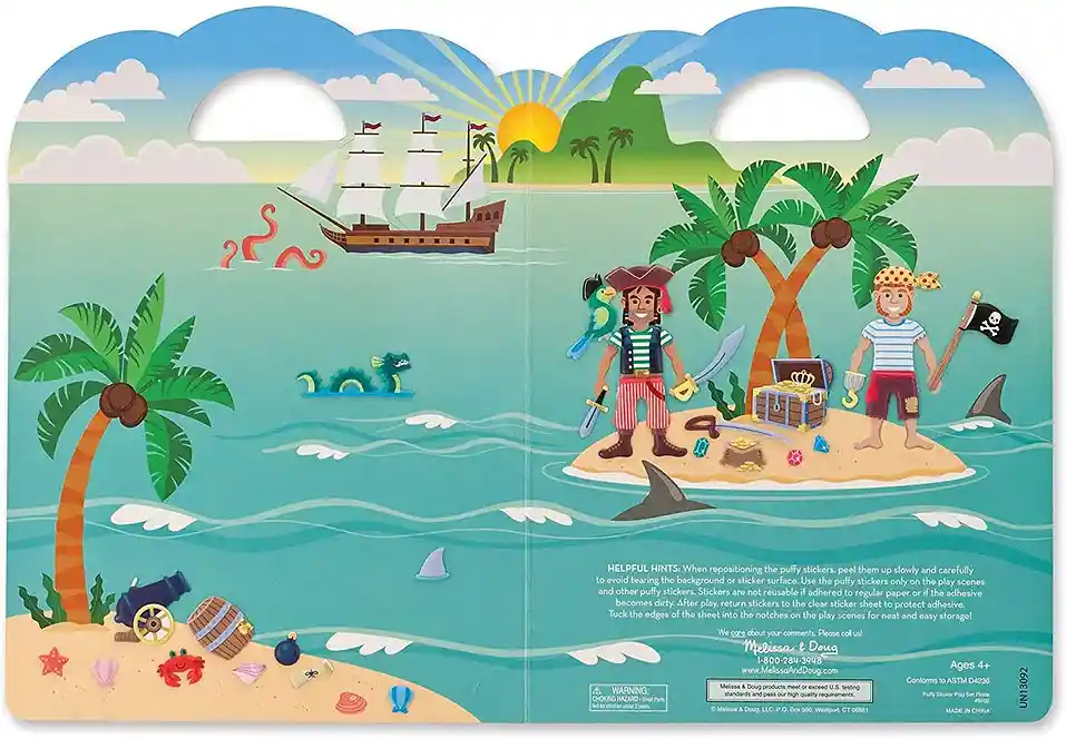 Juguete Niños Set De Stickers Reutilizables Piratas Roles