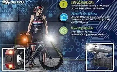 Luces De Bicicleta Delantera Y Trasera Blitzu 3 Modos Luz