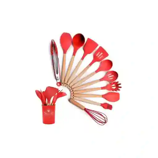 Set 12 Utensilios De Cocina Silicona Resistente Calor