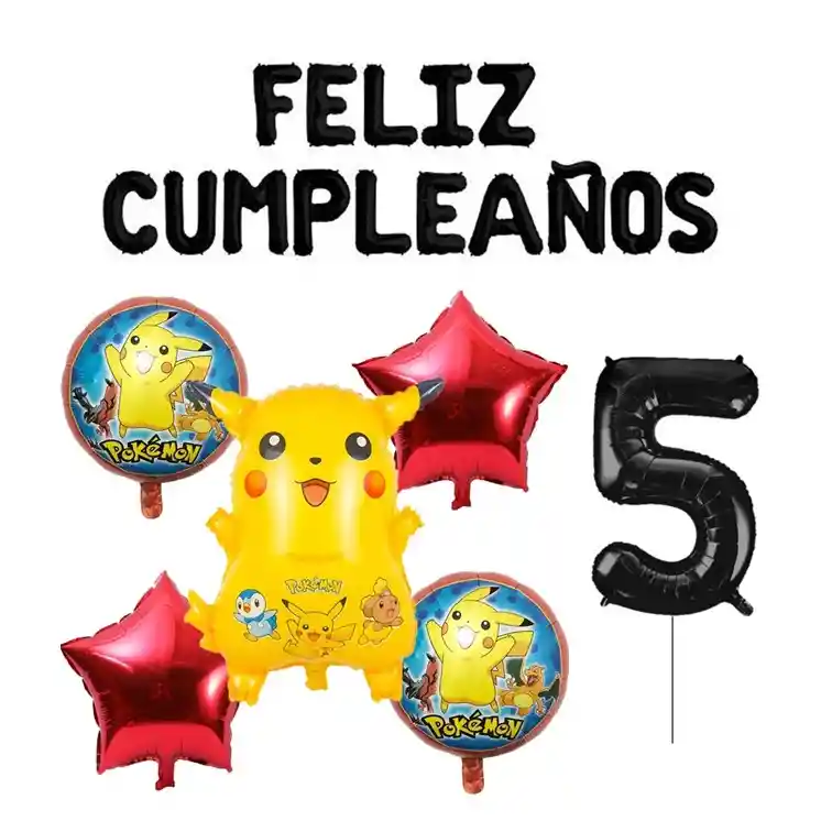 Kit De Decoracion Pokemon Fiesta Cumpleaños Globos Metalizad #890884698