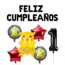 Kit De Decoracion Pokemon Fiesta Cumpleaños Globos Metalizad #890884698