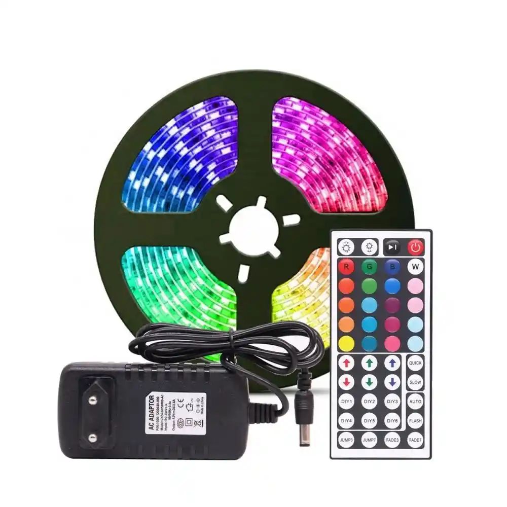 Kit Cinta Led Rgb Alex Aplicación Multicolor Con Adaptador Control X 5mt