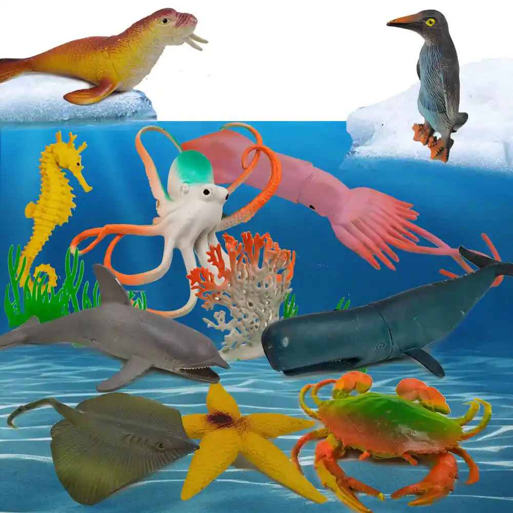 Animales De Mar Juguete Didáctico Infantil Figuras Marinas