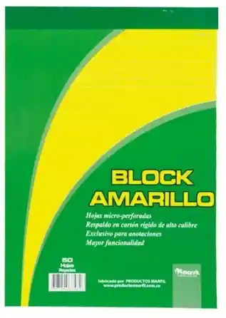 Block Media Carta Cuadros Amarillo X50 Hojas Marfil