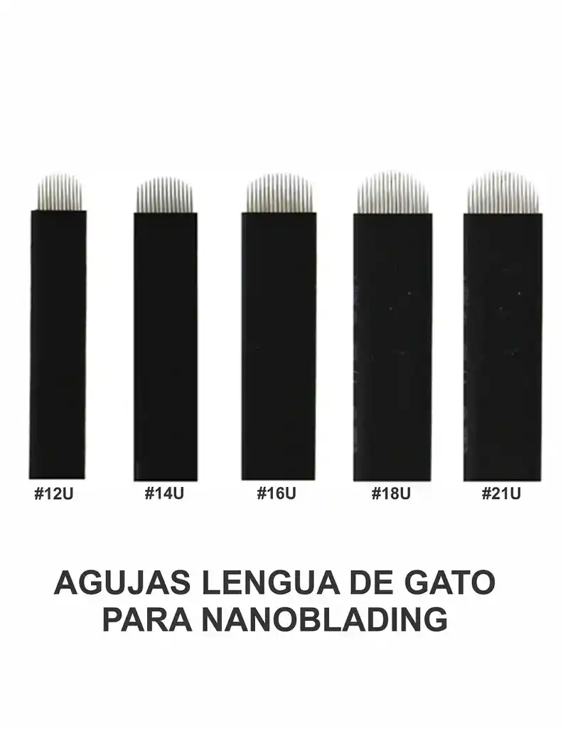 100 Agujas Nanoblading Microblading Lengua Gato Tipo U 16 Pin Flexibles