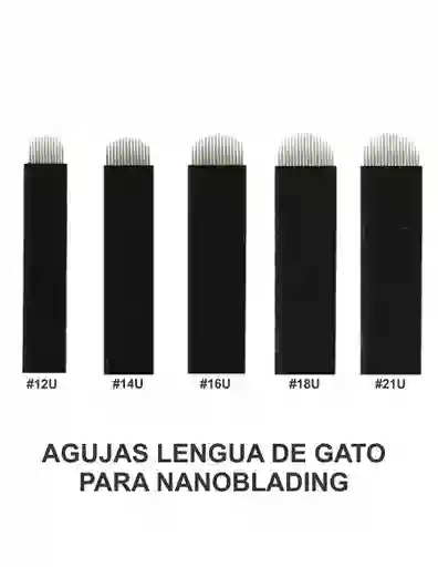 Aguja Nanoblading Microblading Lengua Gato Tipo U 21 Pin Flexibles X 100