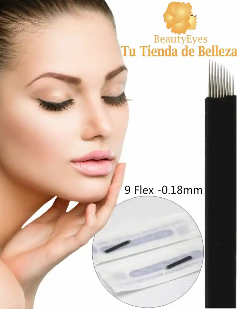 5 Aguja Nanoblading Microblading Angulares 9 Pin Flexibles