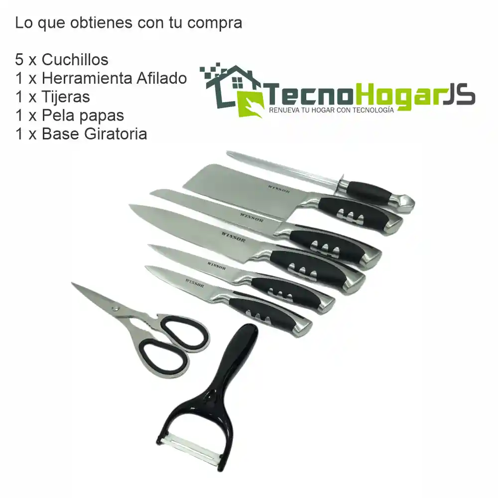 Juego De Cuchillos Winsor En Acero Inoxidable X9 Con Base