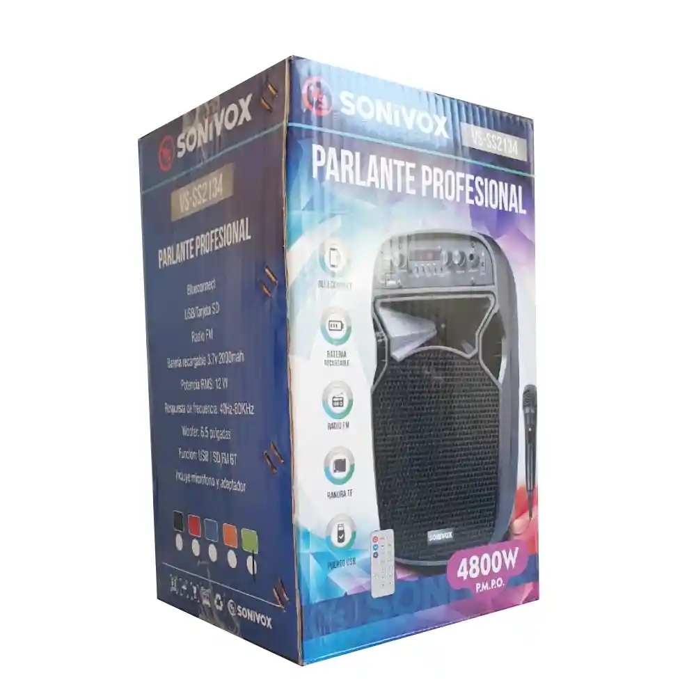 Parlante Recargable Bluetooth 6.5 Pulgadas + Micrófono