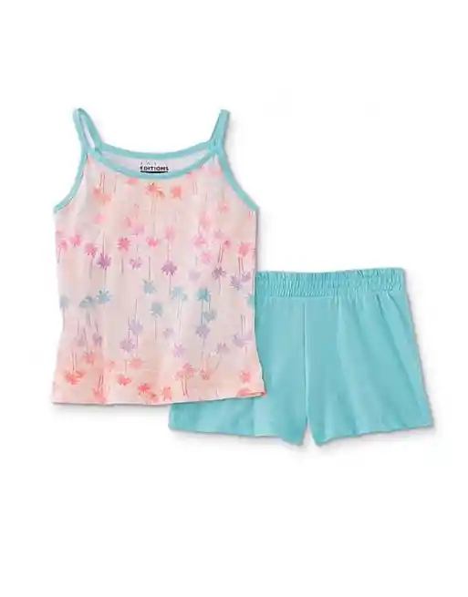 Conjunto De Camiseta Y Pantalón Corto Para Niña Basic Editions