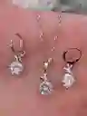 Juego Joyeria De Plata 925, Aretes Con Cadena Y Dije, Regalo Perfecto Jdp369