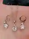 Juego Joyeria De Plata 925, Aretes Con Cadena Y Dije, Regalo Perfecto Jdp369