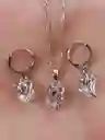 Juego Joyeria De Plata 925, Aretes Con Cadena Y Dije, (jdp370)