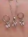 Juego Joyeria De Plata 925, Aretes Con Cadena Y Dije, (jdp370)