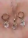 Juego Joyeria De Plata 925, Aretes Con Cadena Y Dije, (jdp370)