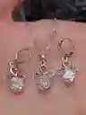 Juego Joyeria De Plata 925, Aretes Con Cadena Y Dije, (jdp371)