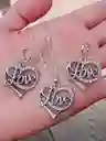 Juego Joyeria De Plata 925, Aretes Con Cadena Y Dije, (jdp373)