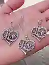 Juego Joyeria De Plata 925, Aretes Con Cadena Y Dije, (jdp373)