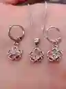 Juego Joyeria De Plata 925, Aretes Con Cadena Y Dije, (jdp375)