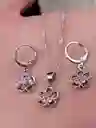 Juego Joyeria De Plata 925, Aretes Con Cadena Y Dije, (jdp375)