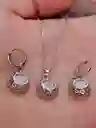 Juego Joyeria De Plata 925, Aretes Con Cadena Y Dije, (jdp376)