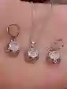 Juego Joyeria De Plata 925, Aretes Con Cadena Y Dije, (jdp376)