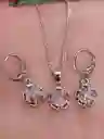 Juego Joyeria De Plata 925, Aretes Con Cadena Y Dije, (jdp375)