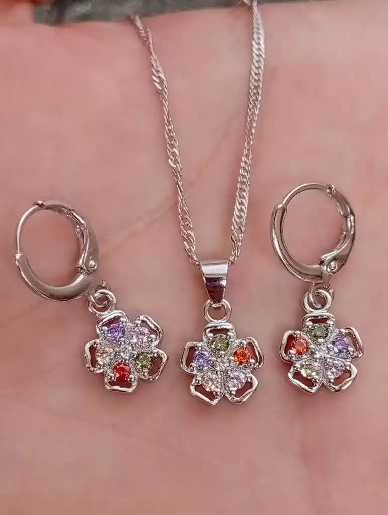 Juego Joyeria De Plata 925, Aretes Con Cadena Y Dije, (jdp375)