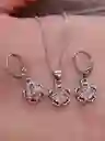 Juego Joyeria De Plata 925, Aretes Con Cadena Y Dije, (jdp375)