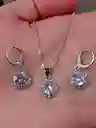 Juego Joyeria De Plata 925, Aretes Con Cadena Y Dije, (jdp377)