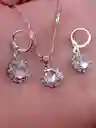 Juego Joyeria De Plata 925, Aretes Con Cadena Y Dije, (jdp377)