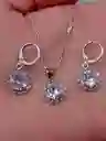 Juego Joyeria De Plata 925, Aretes Con Cadena Y Dije, (jdp377)