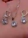 Juego Joyeria De Plata 925, Aretes Con Cadena Y Dije, (jdp377)