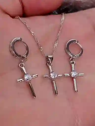 Juego Joyeria De Plata 925, Aretes Con Cadena Y Dije, (jdp379)