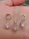 Juego Joyeria De Plata 925, Aretes Con Cadena Y Dije