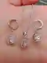 Juego Joyeria De Plata 925, Aretes Con Cadena Y Dije