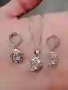 Juego Joyeria De Plata 925, Aretes Con Cadena Y Dije