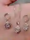 Juego Joyeria De Plata 925, Aretes Con Cadena Y Dije