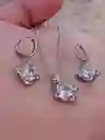 Juego Joyeria De Plata 925, Aretes Con Cadena Y Dije