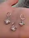 Juego Joyeria De Plata 925, Aretes Con Cadena Y Dije