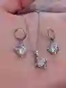 Juego Joyeria De Plata 925, Aretes Con Cadena Y Dije