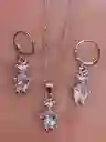 Juego Joyeria De Plata 925, Aretes Con Cadena Y Dije, (jdp382)