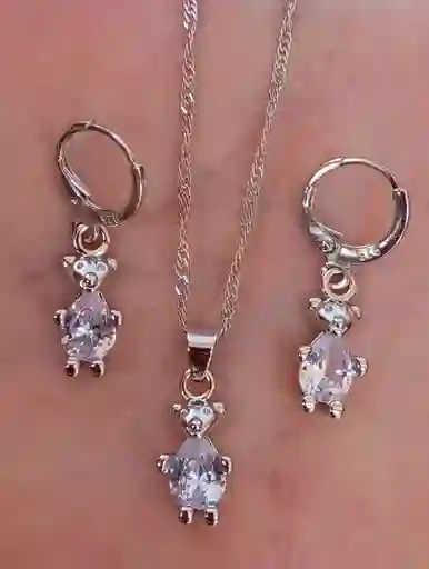 Juego Joyeria De Plata 925, Aretes Con Cadena Y Dije, (jdp382)