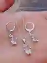 Juego Joyeria De Plata 925, Aretes Con Cadena Y Dije, (jdp382)