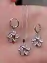 Juego Joyeria De Plata 925, Aretes Con Cadena Y Dije, (jdp384)