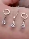 Juego Joyeria De Plata 925, Aretes Con Cadena Y Dije, (jdp385)