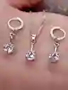 Juego Joyeria De Plata 925, Aretes Con Cadena Y Dije, (jdp385)